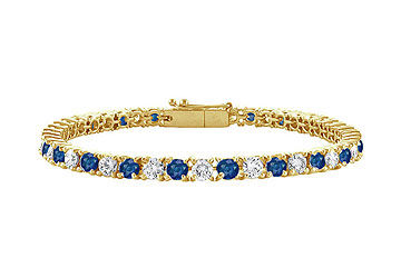 Sapphire and Diamond Tennis Bracelet  14K Yellow Gold 1.50 CT TGW