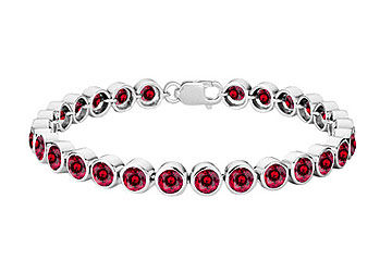 GF Bangkok Ruby Bezel-Set Tennis Bracelet  .925 Sterling Silver  15.00 CT TGW