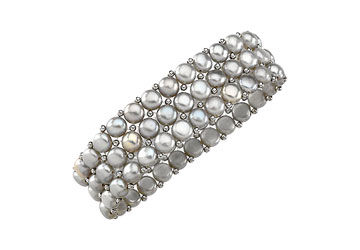 Sterling Silver and Freshwater Silver Grey Pearl Stretch Bracelet - 6 MM