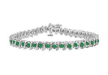 Frosted Emerald S Tennis Bracelet  925 Sterling Silver - 3.00 CT TGW