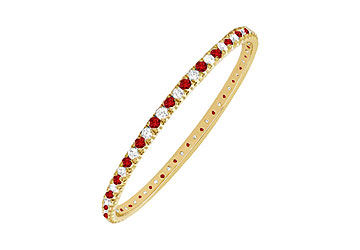 Ruby and Diamond Eternity Bangle  14K Yellow Gold - 5.00 CT TGW