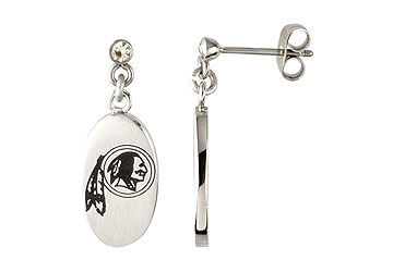 Stainless Steel Washington Redskins Logo Dangle Earrings - 27.60MM X 10.00MM