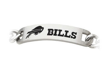 Stainless Steel Buffalo Bills Team Name and Logo ID Bracelet - 8 Inch