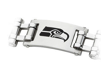 Stainless Steel Seattle Seahawks Team Logo Bracelet - 8 Inch