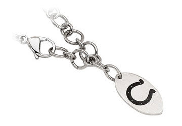 Stainless Steel Indianapolis Colts Dangle Logo Bracelet - 8 Inch