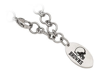 Stainless Steel Cleveland Browns Dangle Logo Bracelet - 8 Inch