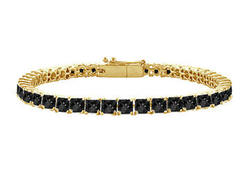 Black Diamond Princess-Cut Tennis Bracelet  14K Yellow Gold  4.00 CT Diamonds