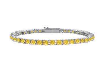 14K White Gold  Yellow Sapphire Prong-Set 2.00 CT TGW Tennis Bracelet