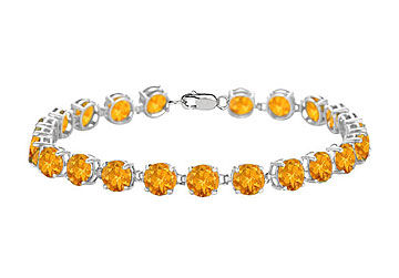 Sterling Silver Prong Set Round Citrine Bracelet with 12.00 CT TGW