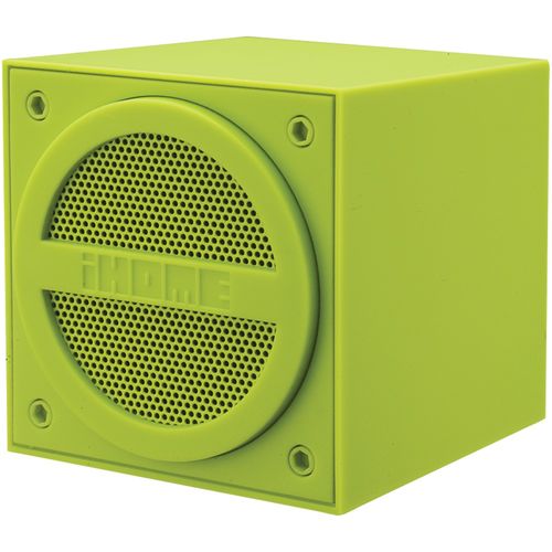 IHOME iBT16QC Rubberized Bluetooth(R) Wireless Mini Speaker Cube with Rechargeable Battery (Green)