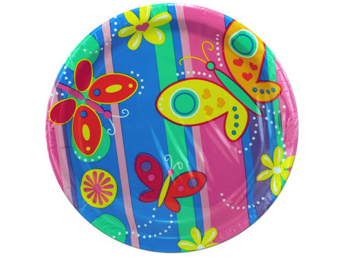 8 count bright butterflies paper plates