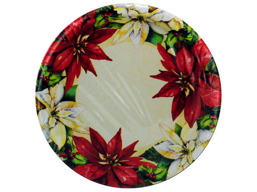 8 pack 8 3/4 inch poinsettia paper plates