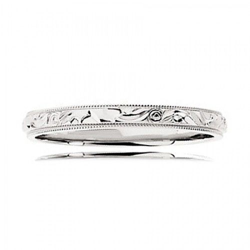 Platinum Polished Milgrain Edge Victorian Wedding Band