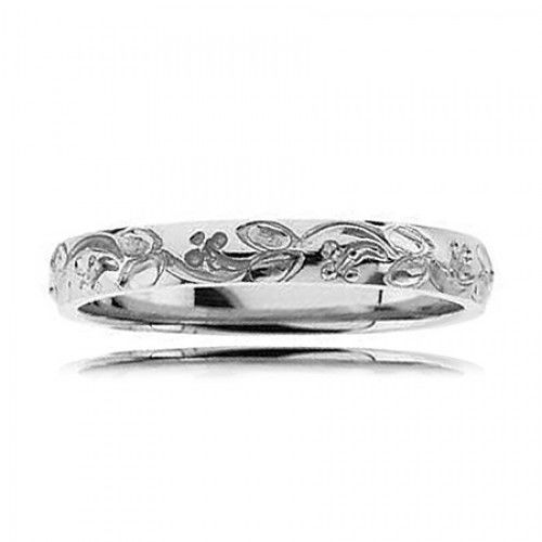 Platinum Floral Design Polished Wedding Ring
