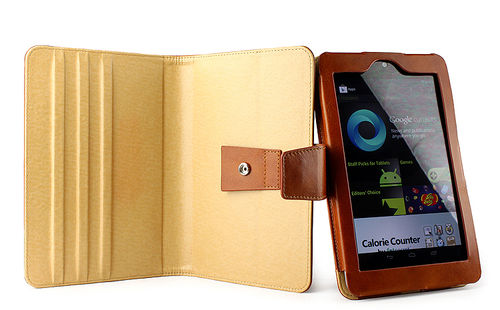 NEW GENUINE leather ROTARY folio case for Google Nexus 7 (brown)