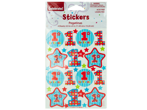 4 sheet 1st birthday stickers