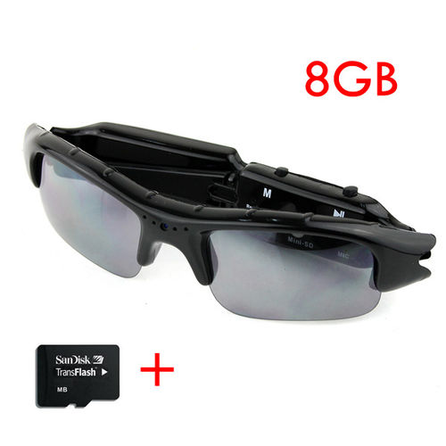Camcorder Video Spy Sunglasses Mini HD DV DVR Camera Black 8GB TF Card