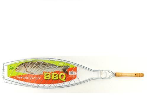 Fish Grilling Basket With Wooden Handle 21.5"" Case Pack 48