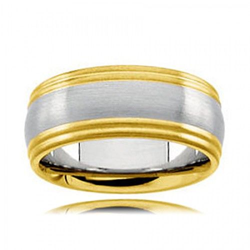 Platinum and 18k Yellow Gold Two-Tone Comfort Design Wedding Ring