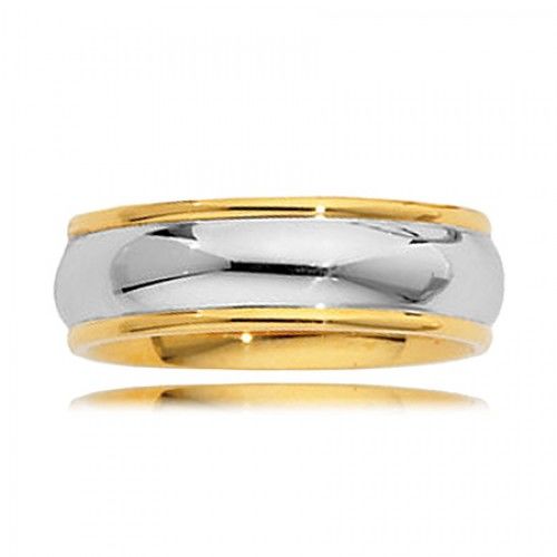18k Platinum and Yellow Gold Bi-Colored Modern Wedding Band
