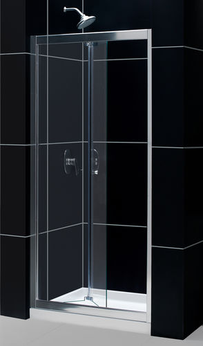 DreamLine Butterfly Frameless Bi-Fold Shower Door and SlimLine 32"" by 32"" Single Threshold Shower Base