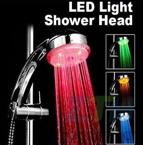 New Temperature Senor Control RGB LED Light Water Shower Head No Battery Needed