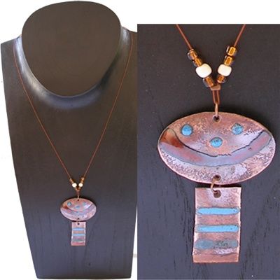 Two Piece Copper Pendant on Copper Cord - Chile