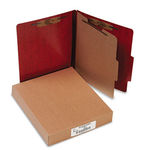 Presstex 20-Point Classification Folders, Letter, Four-Section, Red, 10/Box