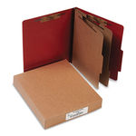 Pressboard 25-Pt. Classification Folder, Letter, Six-Section, Earth Red, 10/Box
