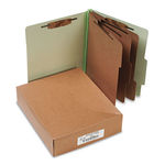 Pressboard 25-Pt. Classification Folder, Letter, 8-Section, Leaf Green, 10/Box