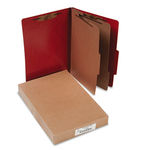 Presstex 20-Point Classification Folders, Legal, Six-Section, Red, 10/Box