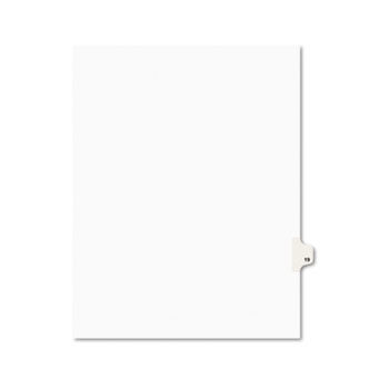 Avery-Style Legal Side Tab Divider, Title: 19, Letter, White, 25/Pack