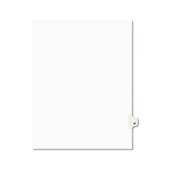 Avery-Style Legal Side Tab Divider, Title: 21, Letter, White, 25/Pack