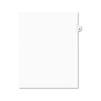 Avery-Style Legal Side Tab Divider, Title: 30, Letter, White, 25/Pack