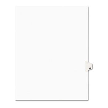Avery-Style Legal Side Tab Divider, Title: 42, Letter, White, 25/Pack