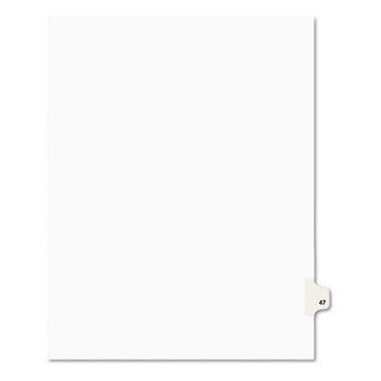 Avery-Style Legal Side Tab Divider, Title: 47, Letter, White, 25/Pack