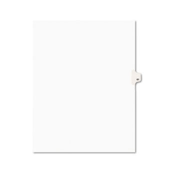 Avery-Style Legal Side Tab Divider, Title: 61, Letter, White, 25/Pack