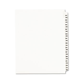 Avery-Style Legal Side Tab Divider, Title: 351-375, Letter, White, 1 Set
