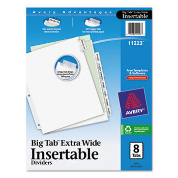 WorkSaver Big Tab Extrawide Dividers, Clear Tabs, 8-Tab, 9 x 11, White, 1/Set