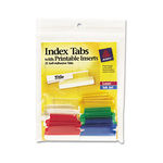Self-Adhesive Tabs, Printable Inserts, 1 1/2 Inch, Assorted Tab, White, 25/Pack