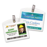 Clip-Style Badge Holders, Horizontal, 4w x 3h, Clear, 100/Box