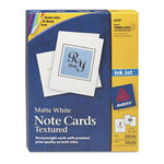 Textured Note Cards, Inkjet, 4-1/4 x 5-1/2, Matte White, 50/Bx w/Envelopes