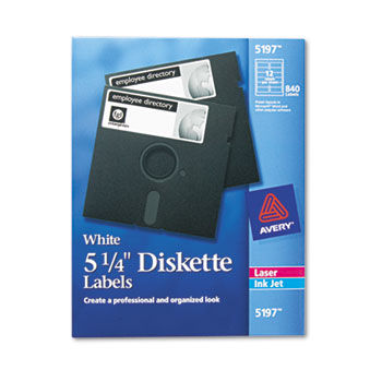 Laser/Inkjet 5.25in Diskette Labels, White, 840/Box