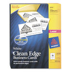 Two-Side Printable Clean Edge Business Cards, Laser, 2 x 3-1/2, White, 2000/Box