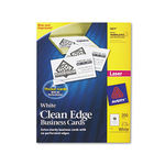 Two-Side Printable Clean Edge Business Cards, Laser, 2 x 3-1/2, White, 200/Pack