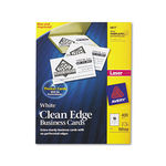 Two-Side Printable Clean Edge Business Cards, Laser, 2 x 3-1/2, White, 400/Box