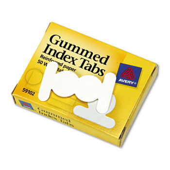 Gummed Index Tabs, 1/2 in, White, 50/Pack