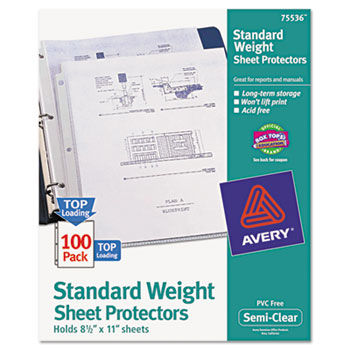 Top-Load Polypropylene Sheet Protectors, Letter, Semi-Clear, 100/Box