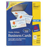 Two-Side Printable Business Cards, Inkjet, 2 x 3-1/2, White, Matte, 1000/Box