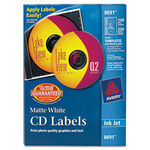 Inkjet CD/DVD Labels, Matte White, 100/Pack